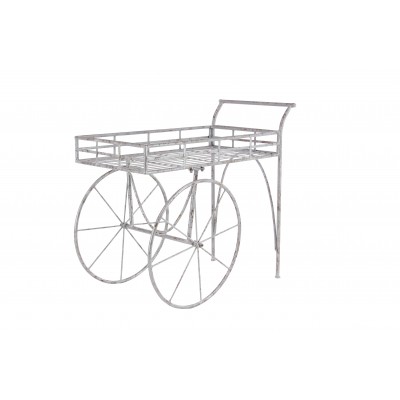 Decmode Rustic Iron 2-Wheel Garden Cart Planter, White   566924713